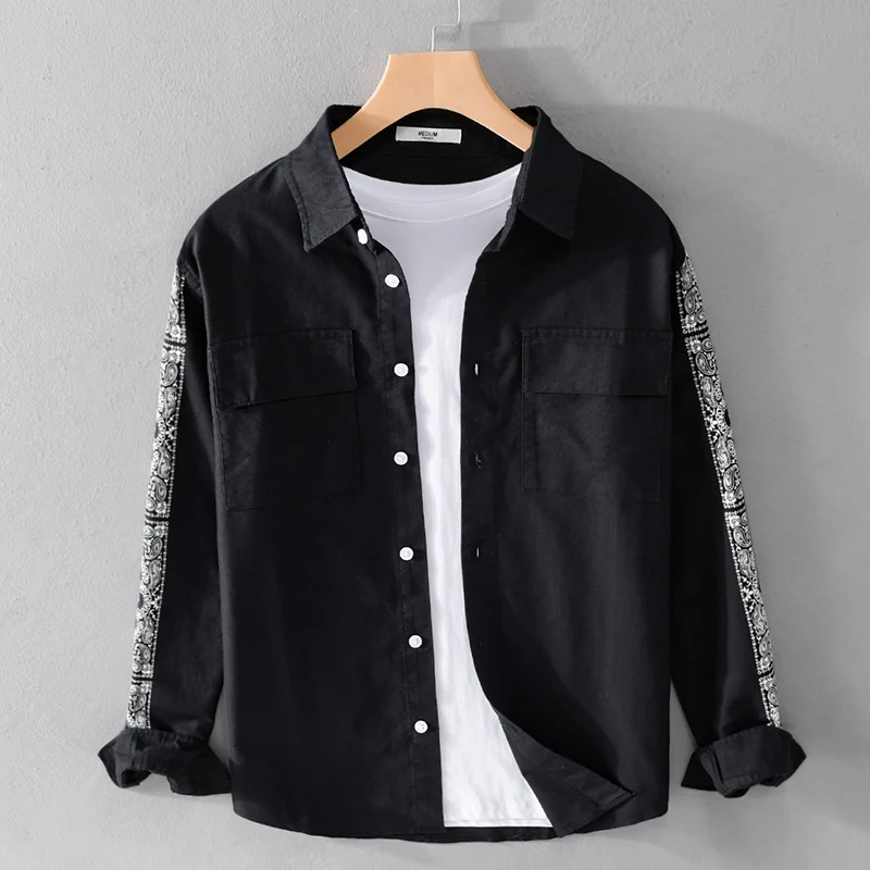 Herren Overshirt mit Bandana-Ärmeln, Brustklappen und relaxed Fit Nord Taschen