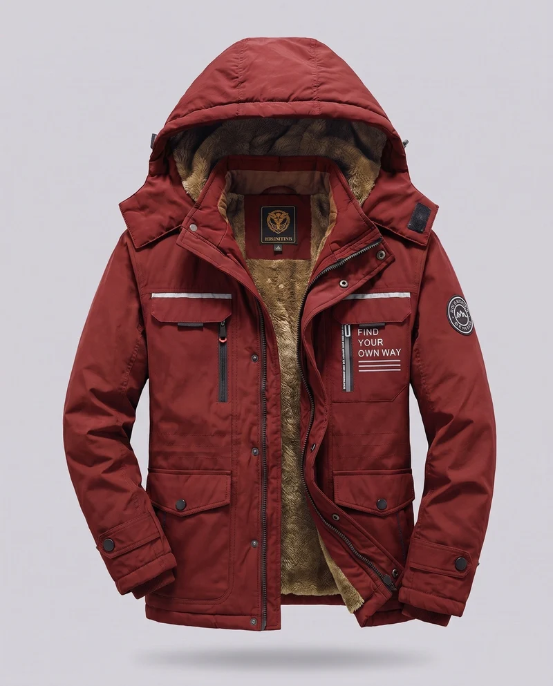 Herren Arctic-Comfort Parka mit voll gefüttertem Kunstfell und multifunktionalen Taschen Nord Taschen