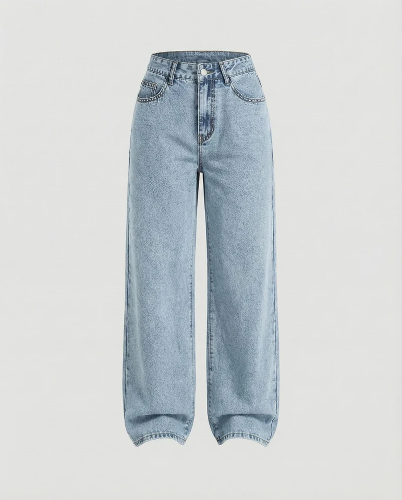 Damen Klassische Wide-Leg Denim Wide-Leg-Jeans