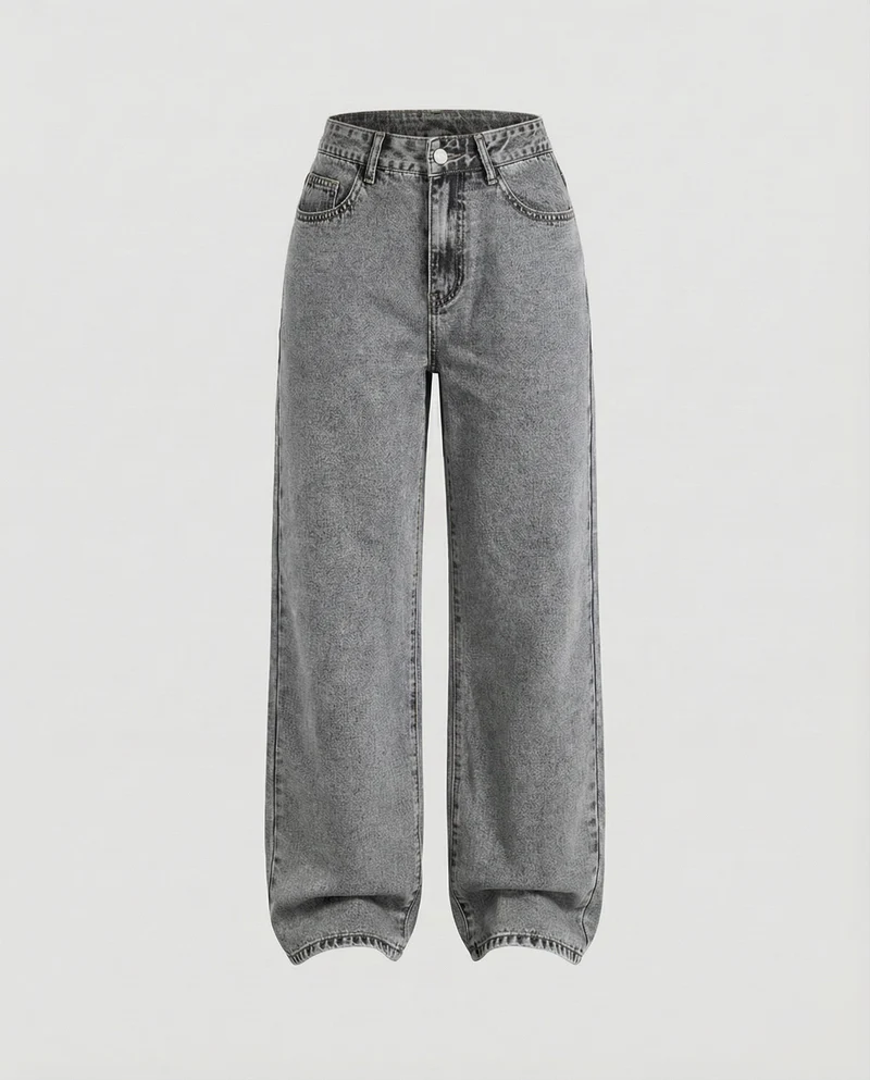 Damen Klassische Wide-Leg Denim Wide-Leg-Jeans