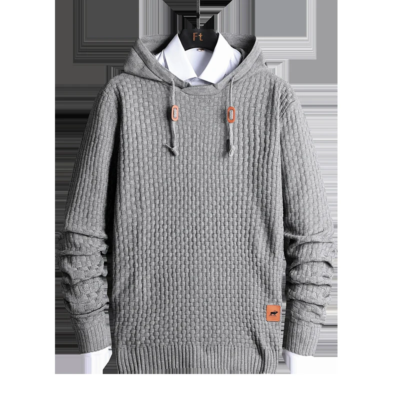 Herren Strukturiertes Kapuzenstrick-Pullover mit Reliefstruktur Nord Taschen