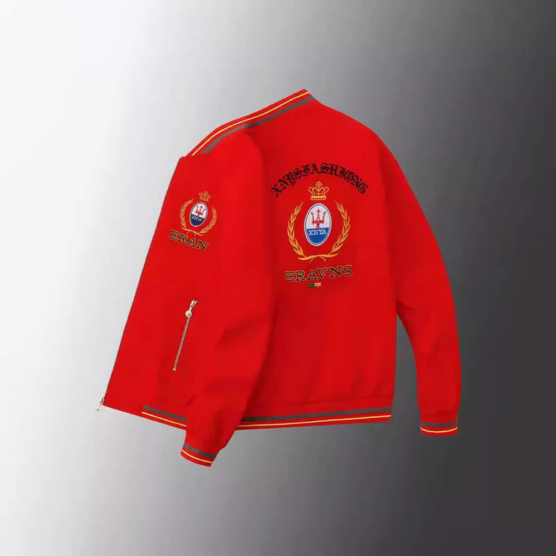 Herren Stickdetail-Bomberjacke im Retro-Crest-Stil mit Emblemstickerei und Reißverschluss-Ärmeltasche Nord Taschen