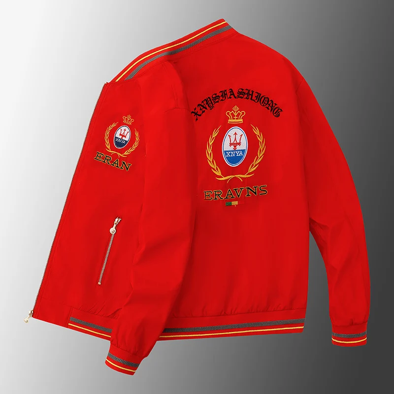 Herren Stickdetail-Bomberjacke im Retro-Crest-Stil mit Emblemstickerei und Reißverschluss-Ärmeltasche Nord Taschen