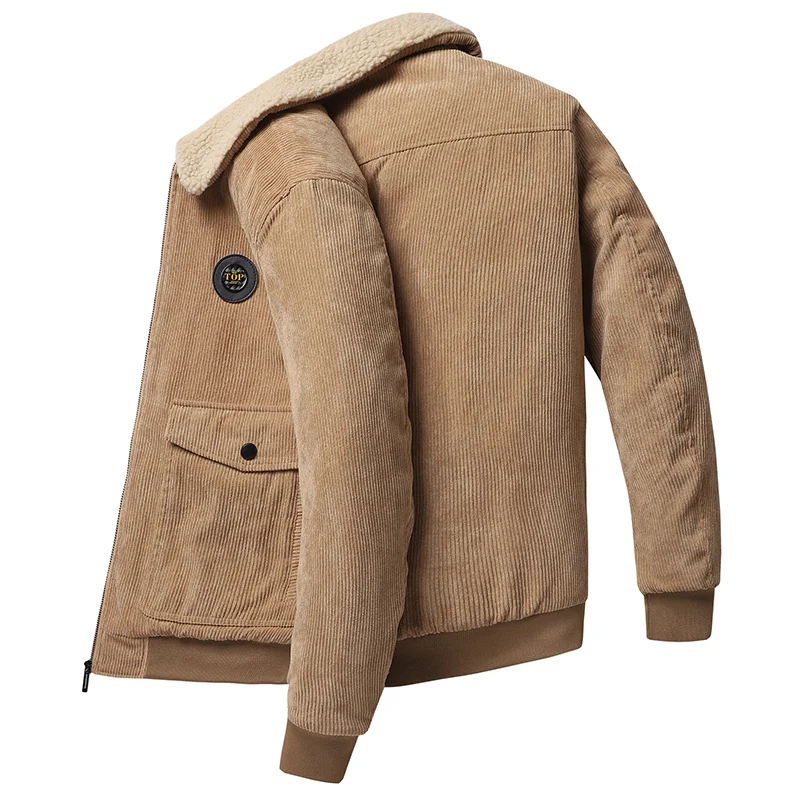 Herren Kord-Bomberjacke mit Teddykragen, Rippbündchen und Multifunktions-Taschen Nord Taschen