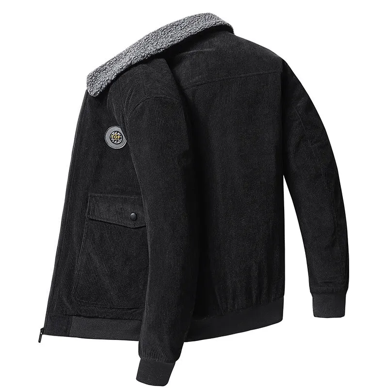 Herren Kord-Bomberjacke mit Teddykragen, Rippbündchen und Multifunktions-Taschen Nord Taschen