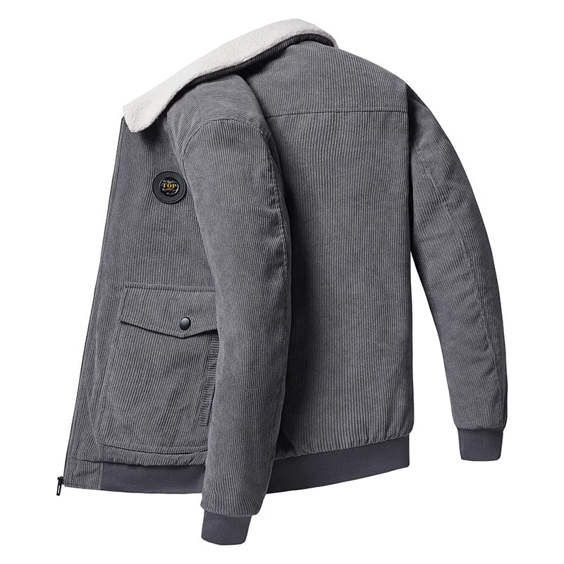 Herren Kord-Bomberjacke mit Teddykragen, Rippbündchen und Multifunktions-Taschen Nord Taschen