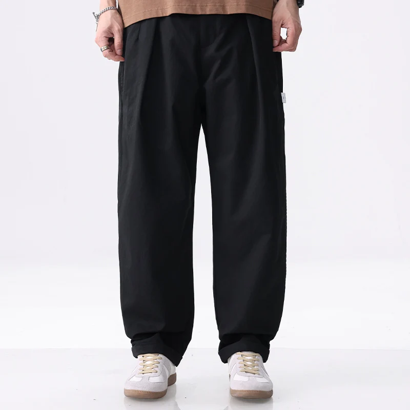 Herren Weite Baumwollmix-Cargohose mit Bundfalten und elastischem Kordelzug Nord Taschen