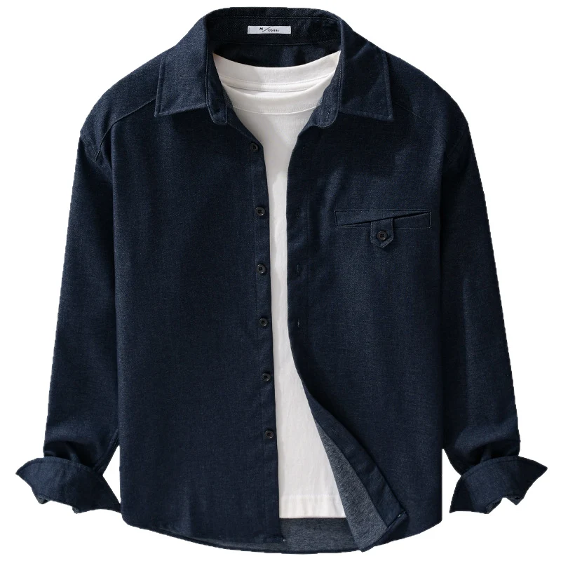 Herren Weiches Denim-Overshirt mit Pattentasche und lockerem Schnitt Nord Taschen