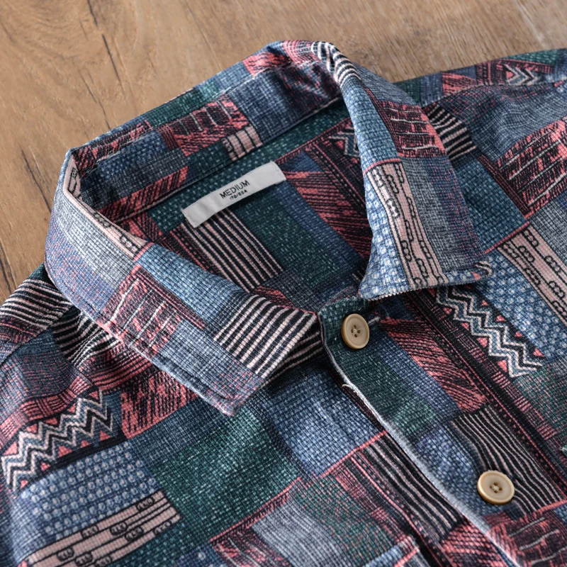 Herren Overshirt im Patchwork-Look mit aufgesetzten Brusttaschen Nord Taschen