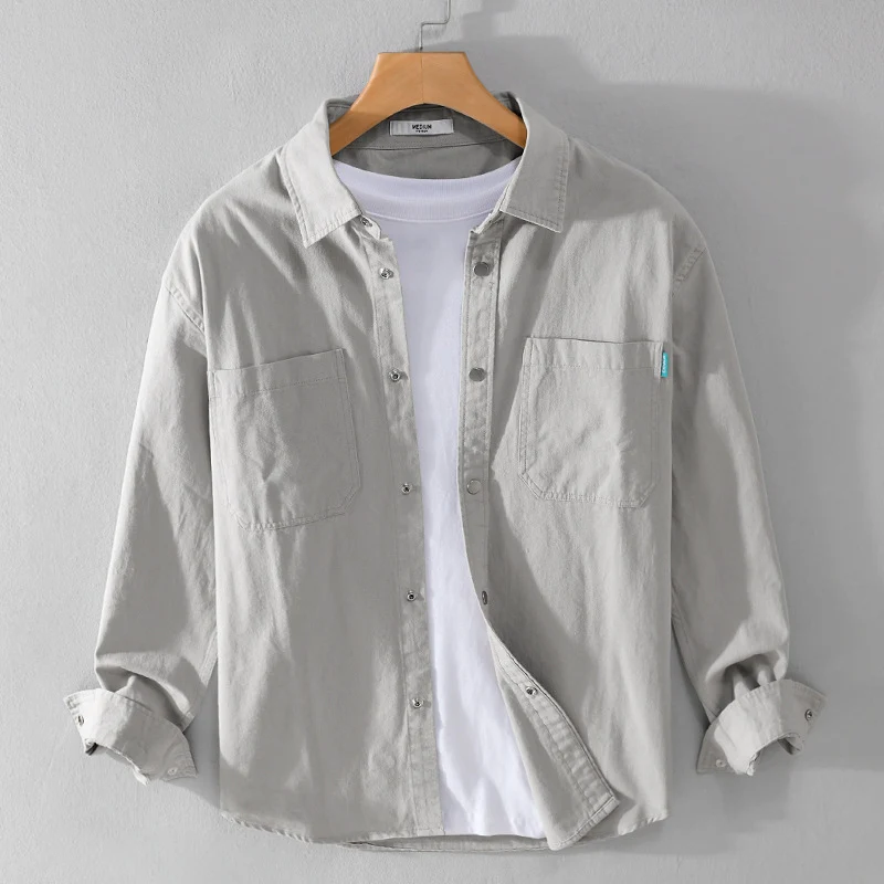 Herren Overshirt im Hemdjacken‑Stil aus leichter Baumwollmischung mit Druckknopf‑Leiste und aufgesetzten Brusttaschen Nord Taschen