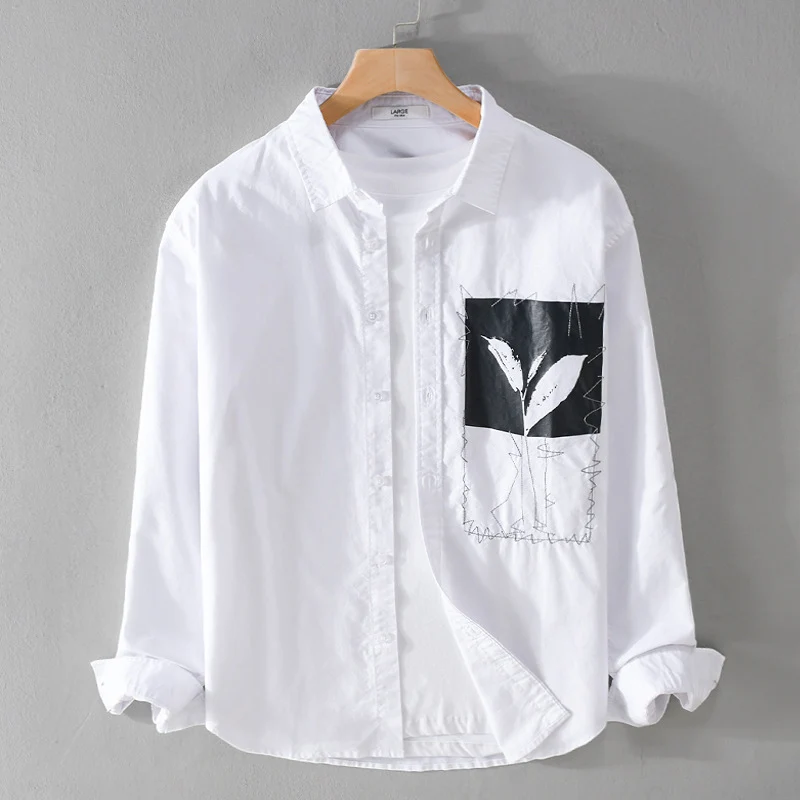 Herren Overshirt-Hemd mit Print-Patch und integriertem T-Shirt Nord Taschen