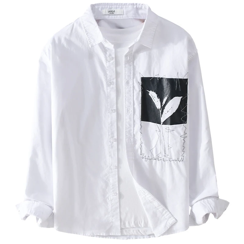 Herren Overshirt-Hemd mit Print-Patch und integriertem T-Shirt Nord Taschen