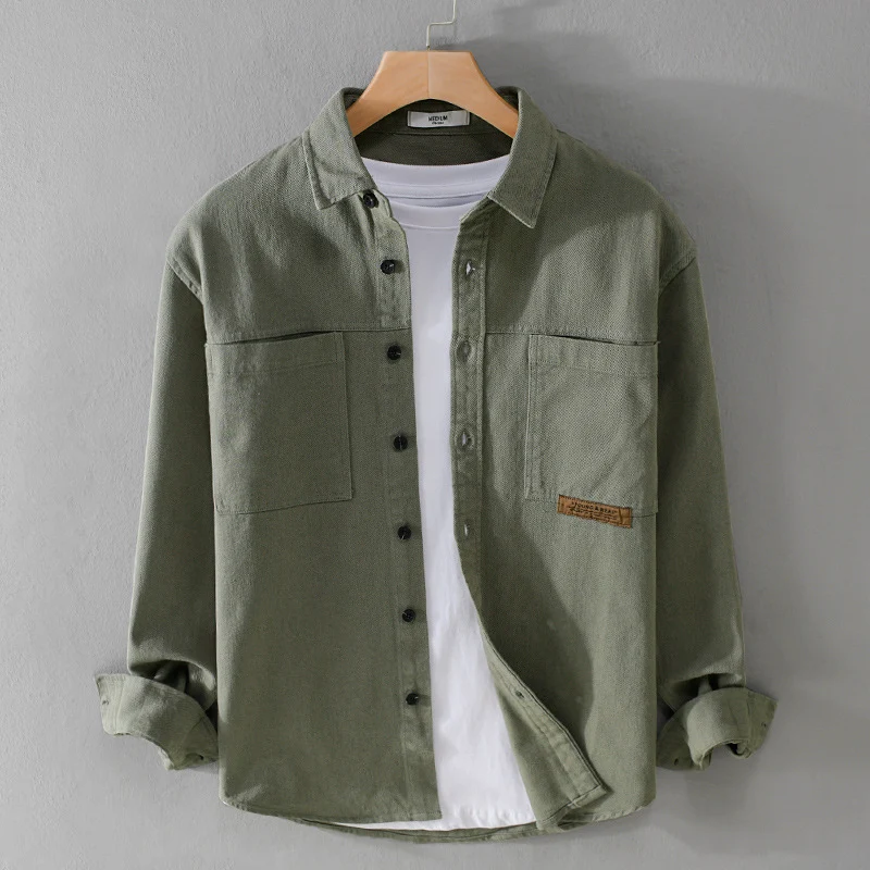 Herren Overshirt-Hemd aus strukturiertem Baumwoll-Twill mit aufgesetzten Brusttaschen und relaxed Fit Nord Taschen