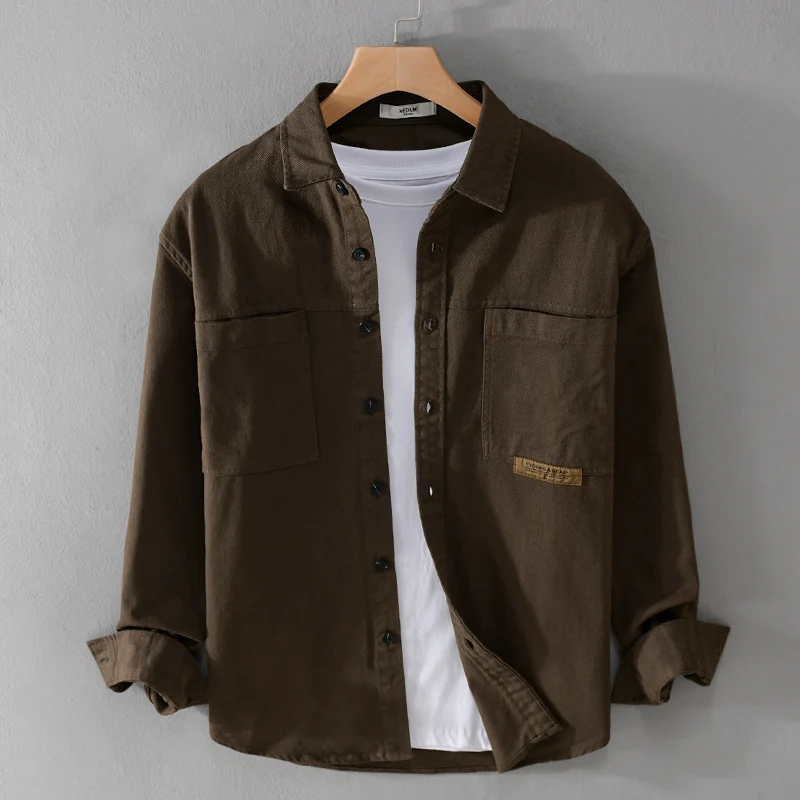 Herren Overshirt-Hemd aus strukturiertem Baumwoll-Twill mit aufgesetzten Brusttaschen und relaxed Fit Nord Taschen