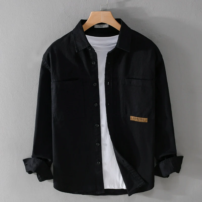 Herren Overshirt-Hemd aus strukturiertem Baumwoll-Twill mit aufgesetzten Brusttaschen und relaxed Fit Nord Taschen
