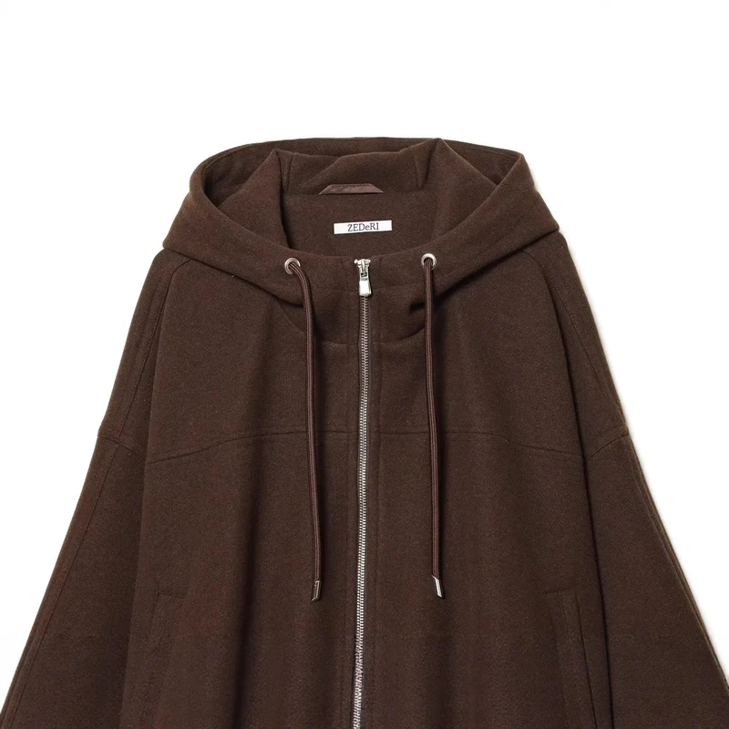 Damen Oversize‑Kapuzenjacke aus Wollmix im Boxy‑Cropped‑Schnitt Nord Taschen