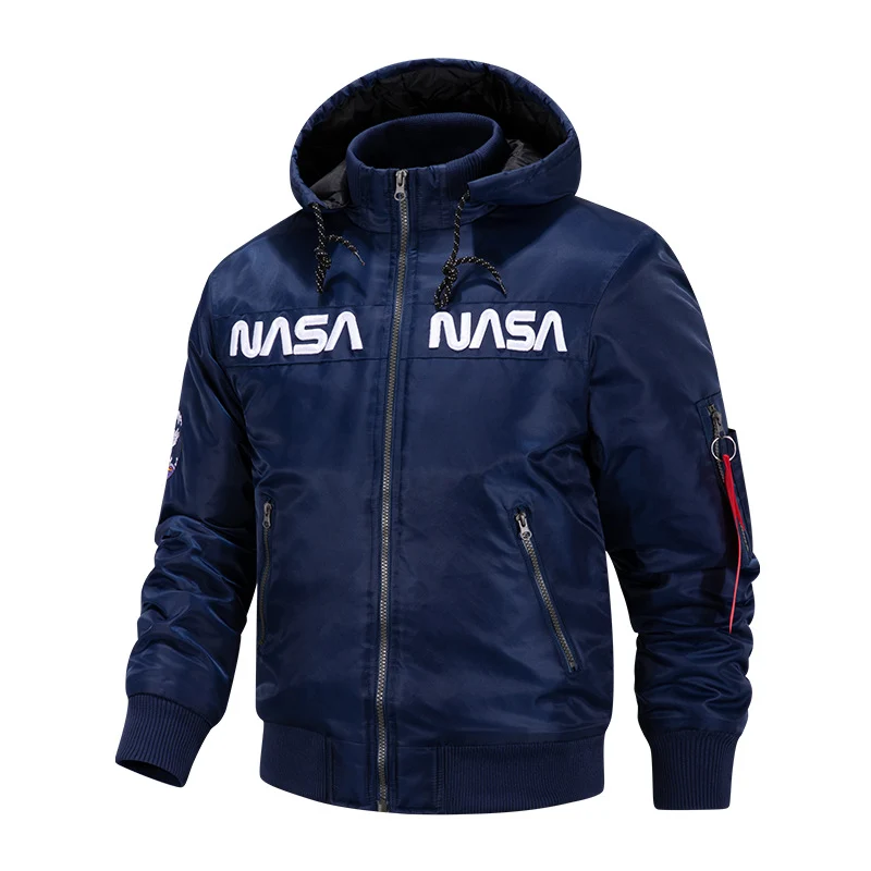 Men's quilted-lined hooded pilot bomber with high-neck rib collar and zip sleeve utility pocket Nord Taschen