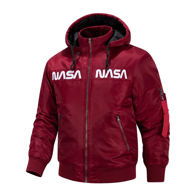 Men's quilted-lined hooded pilot bomber with high-neck rib collar and zip sleeve utility pocket Nord Taschen