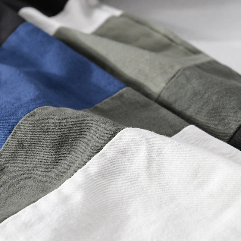Herren Baumwoll-Overshirt im Layering-Stil mit geometrischen Colorblock-Einsätzen und Druckknopf-Leiste Nord Taschen