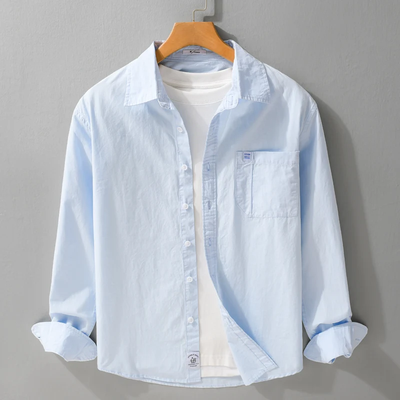 Herren Baumwoll-Overshirt im Layering‑Look mit Kentkragen und aufgesetzter Brusttasche Nord Taschen