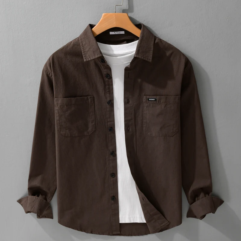 Herren Baumwoll-Overshirt im Hemdjackenstil mit aufgesetzten Brusttaschen und relaxed Fit Nord Taschen