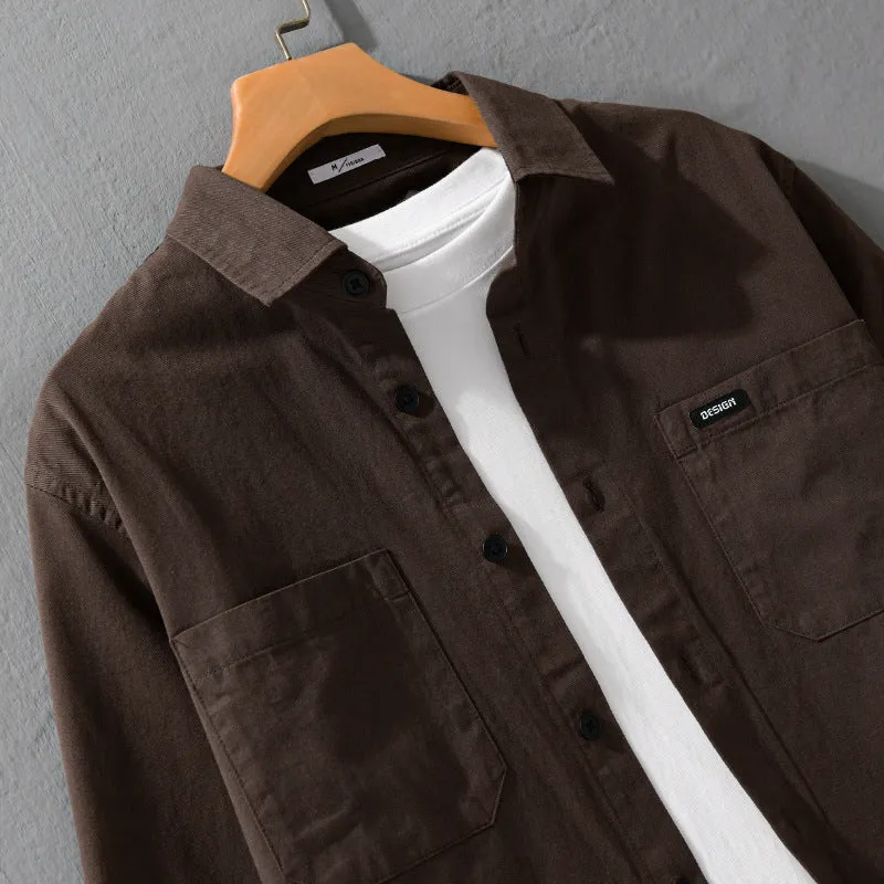 Herren Baumwoll-Overshirt im Hemdjackenstil mit aufgesetzten Brusttaschen und relaxed Fit Nord Taschen