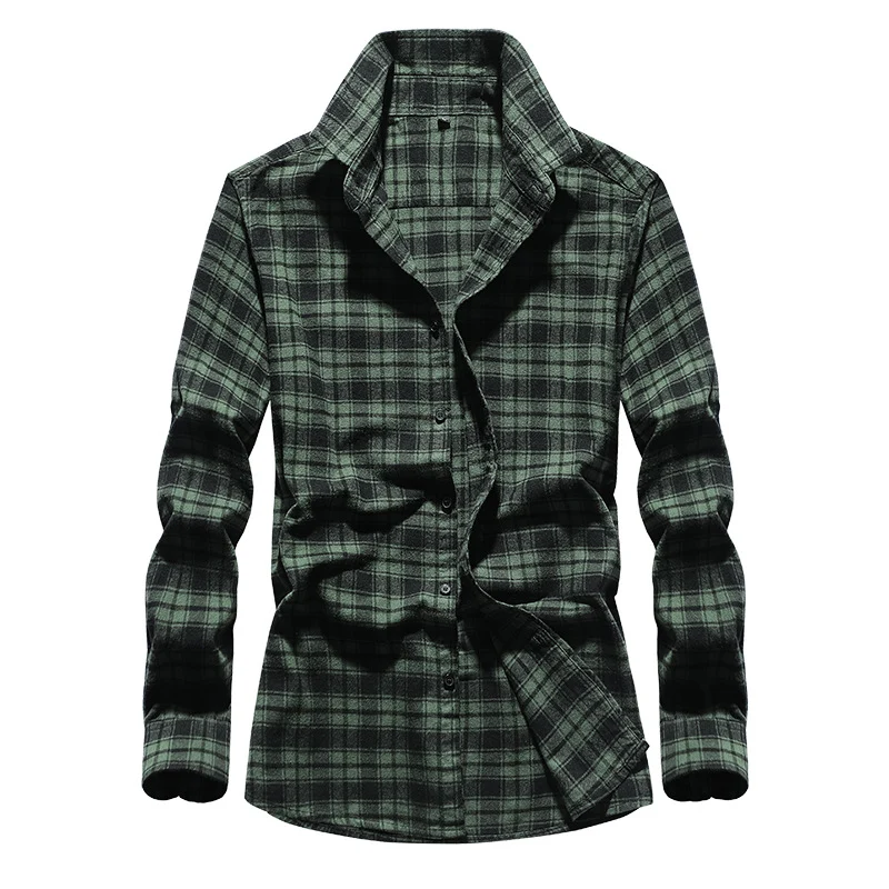 Herren Karo-Flanellhemd Slim Fit mit Stehkragen, thermischer Baumwollmischung und sichtbarer Knopfleiste Nord Taschen