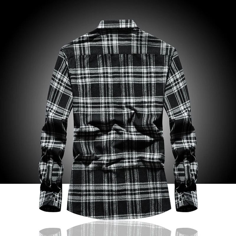 Herren Karo-Flanellhemd Langarm Baumwollmix mit Brusttasche und Kentkragen Nord Taschen