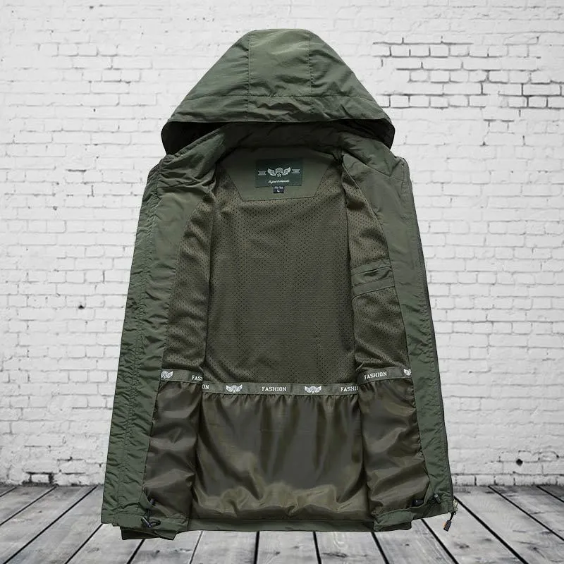 Herren Kapuzen-Softshelljacke mit Mesh-Innenfutter und multifunktionalen Reißverschlusstaschen Nord Taschen