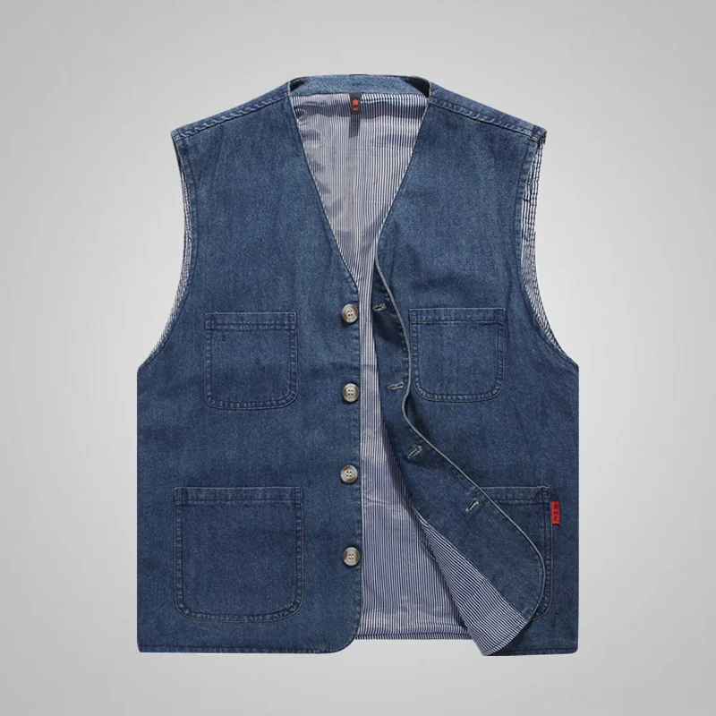 Herren Ärmellose Utility-Canvas-Weste mit V‑Ausschnitt, Knopfleiste und aufgesetzten Taschen Nord Taschen