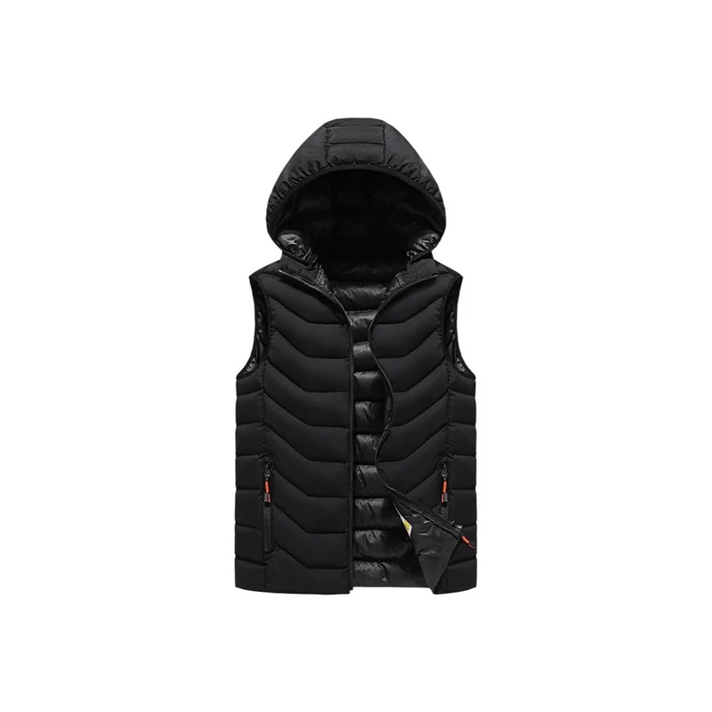 Herren Ärmellose Thermo-Utility‑Weste mit gesteppter Chevron‑Struktur, Kapuze und Zwei‑Wege‑Reißverschluss Nord Taschen
