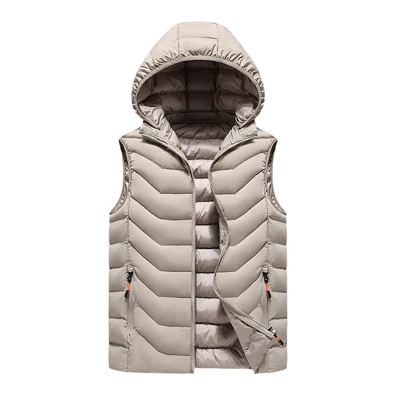 Herren Ärmellose Thermo-Utility‑Weste mit gesteppter Chevron‑Struktur, Kapuze und Zwei‑Wege‑Reißverschluss Nord Taschen
