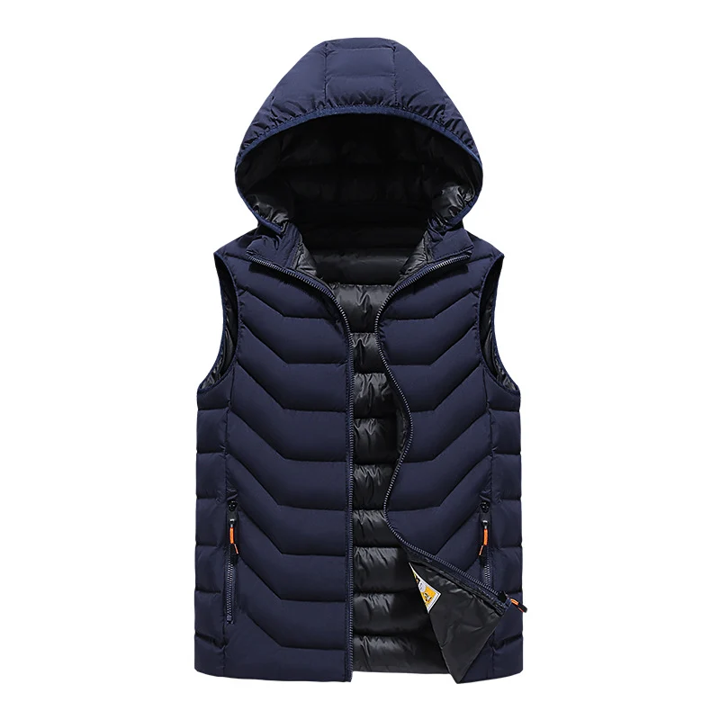 Herren Ärmellose Thermo-Utility‑Weste mit gesteppter Chevron‑Struktur, Kapuze und Zwei‑Wege‑Reißverschluss Nord Taschen