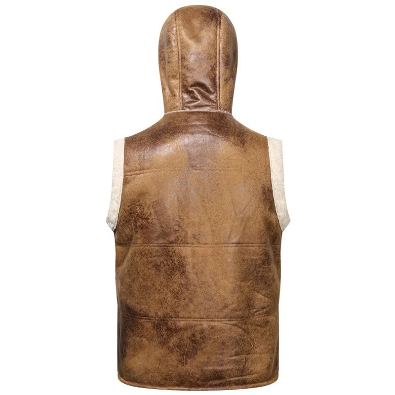 Herren Ärmellose Teddy-gefütterte Kapuzenweste im Shearling‑Look Nord Taschen