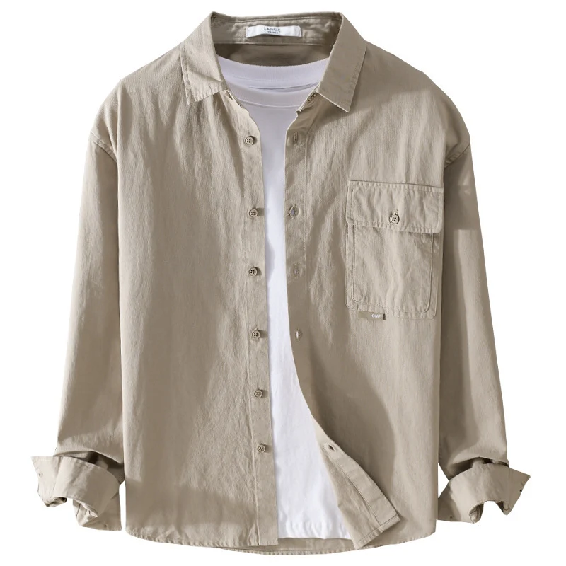 Herren Vielseitiges Baumwoll-Overshirt mit aufgesetzter Klappentasche und entspanntem Schnitt Nord Taschen