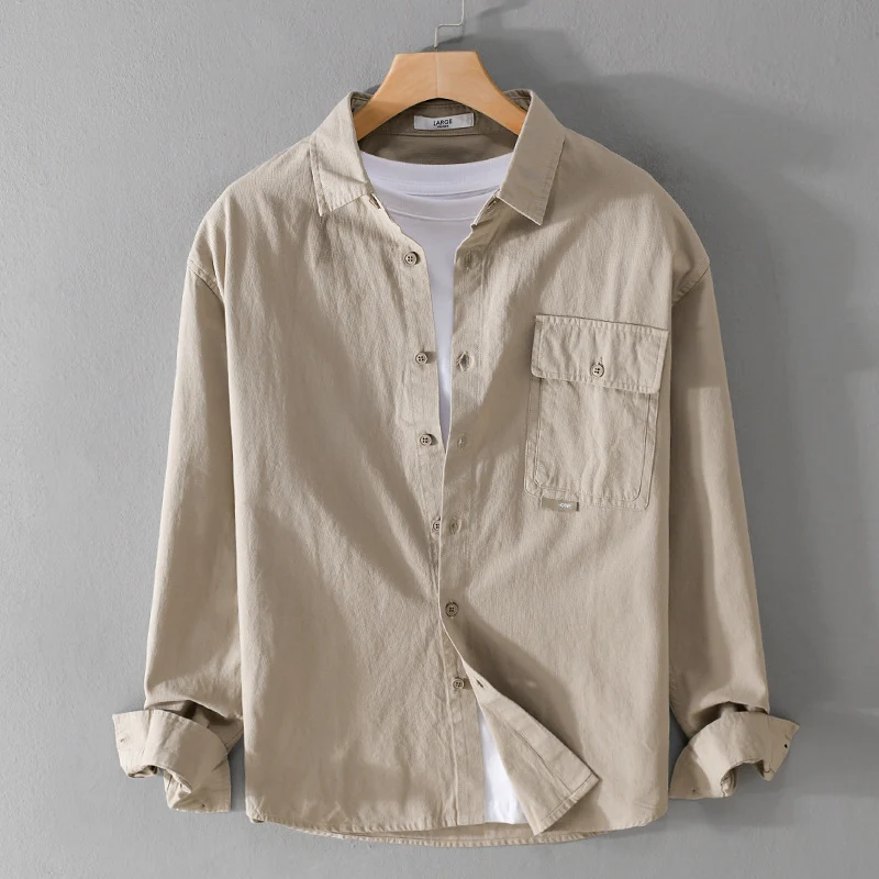 Herren Vielseitiges Baumwoll-Overshirt mit aufgesetzter Klappentasche und entspanntem Schnitt Nord Taschen