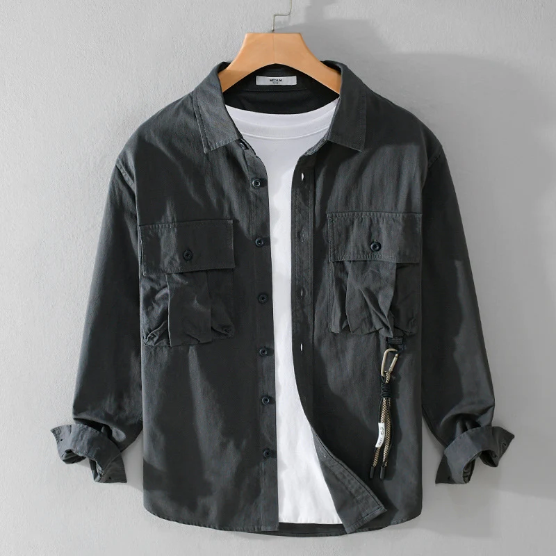Herren Utility-Overshirt mit Doppel-Brusttaschen und Karabinerdetail Nord Taschen