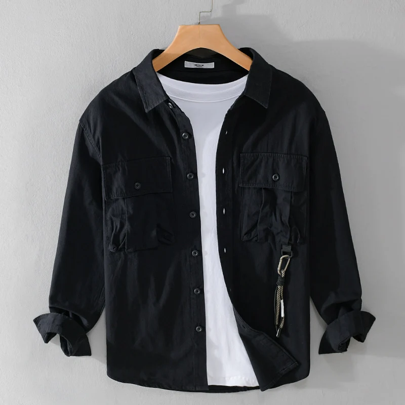 Herren Utility-Overshirt mit Doppel-Brusttaschen und Karabinerdetail Nord Taschen