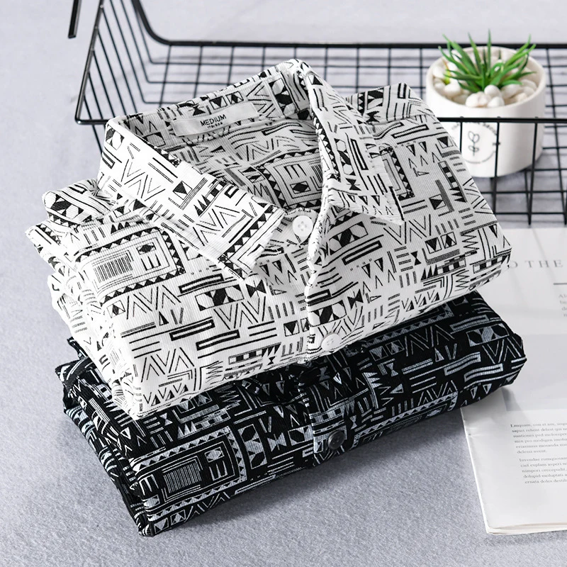 Herren Langarmhemd im Overshirt-Stil mit geometrischem Ethno‑Print Nord Taschen