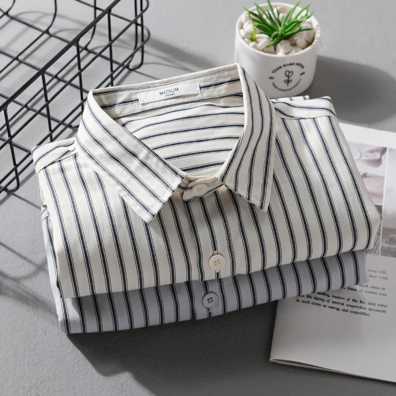 Herren Nadelstreifen-Langarm-Hemdjacke im Overshirt‑Stil aus leichtem Baumwollmix mit diagonaler Brusttasche Nord Taschen
