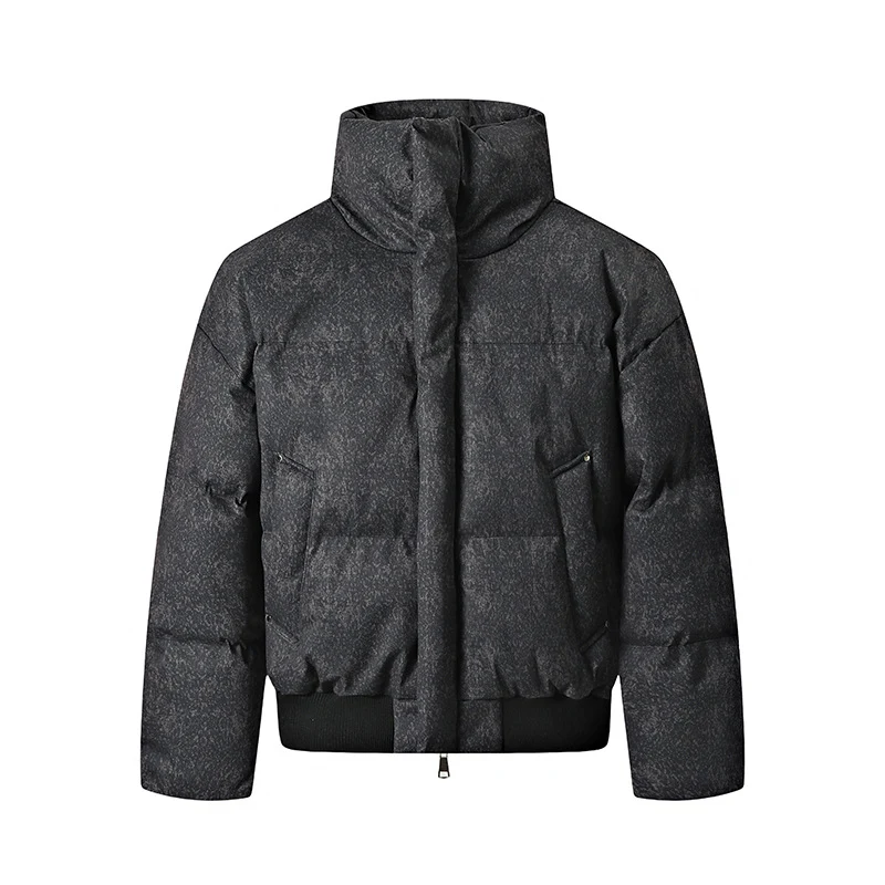 Herren Kurze wattierte Steppjacke mit hohem Stehkragen und matter Strukturoptik Nord Taschen