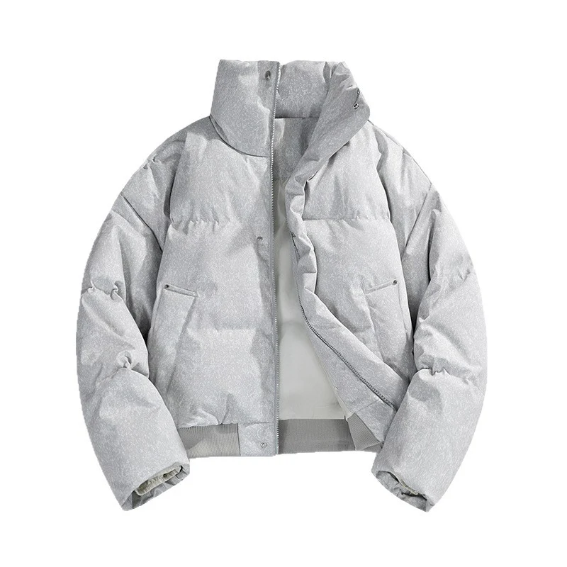 Herren Kurze wattierte Steppjacke mit hohem Stehkragen und matter Strukturoptik Nord Taschen
