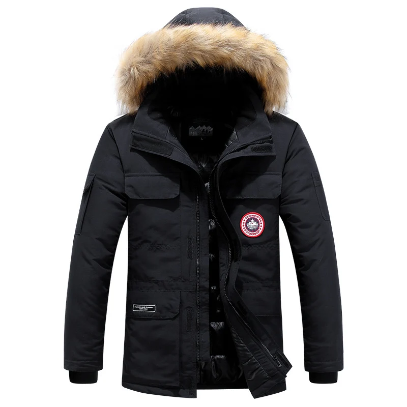 Herren Parka mit abnehmbarer Kapuze und Kunstfellbesatz, wind- und wasserdichte Thermoisolierung Nord Taschen