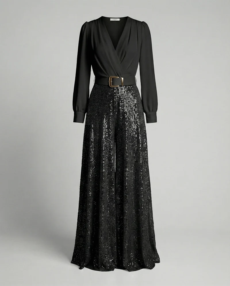 Elegante Pailletten MischgewNord Taschene Gala-Ensemble
