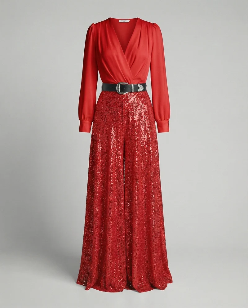 Elegante Pailletten MischgewNord Taschene Gala-Ensemble