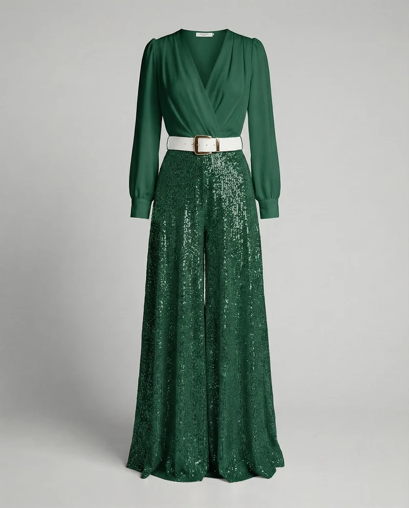 Elegante Pailletten MischgewNord Taschene Gala-Ensemble