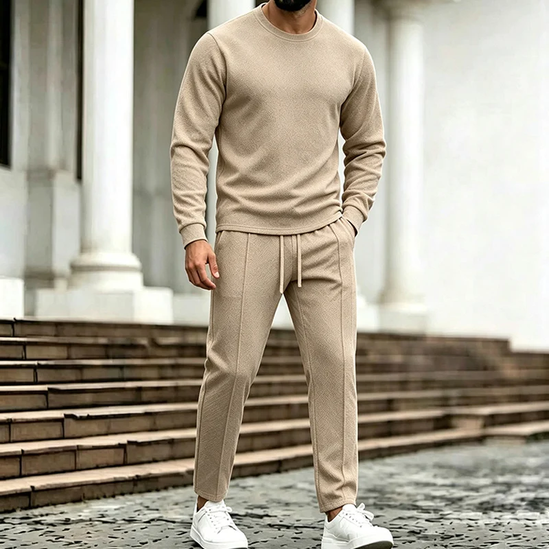 Herren Texturierter Lounge-Set aus Sweat mit Slim-Relax Jogginghose Nord Taschen