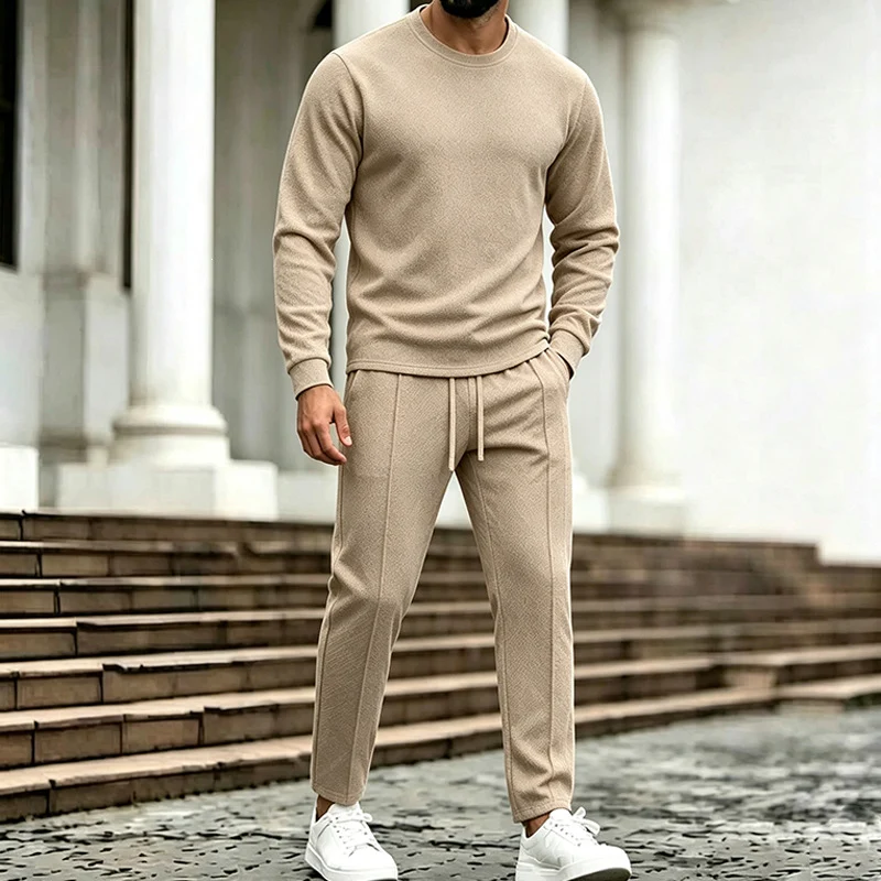 Herren Texturierter Lounge-Set aus Sweat mit Slim-Relax Jogginghose Nord Taschen