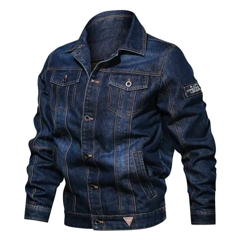 Herren Jeansjacke im Vintage-Stretch-Denim mit Kontrastnähten und Brusttaschen Nord Taschen