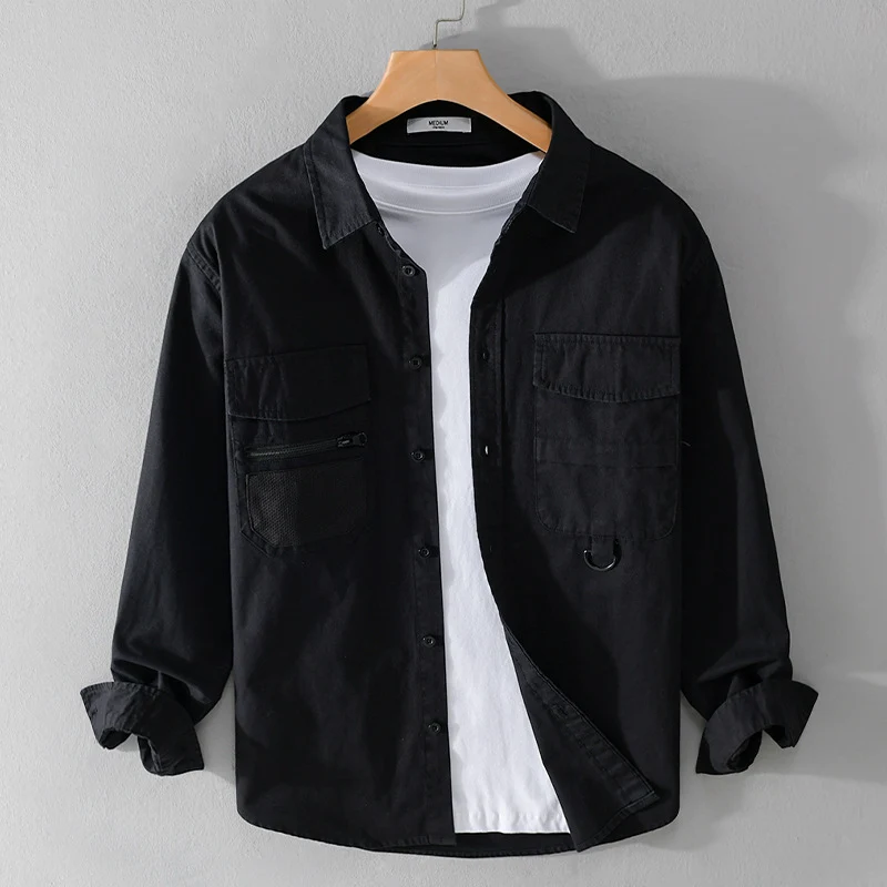 Herren Utility-Overshirt aus Baumwollmix mit Mehrfachtaschen und D-Ring Nord Taschen